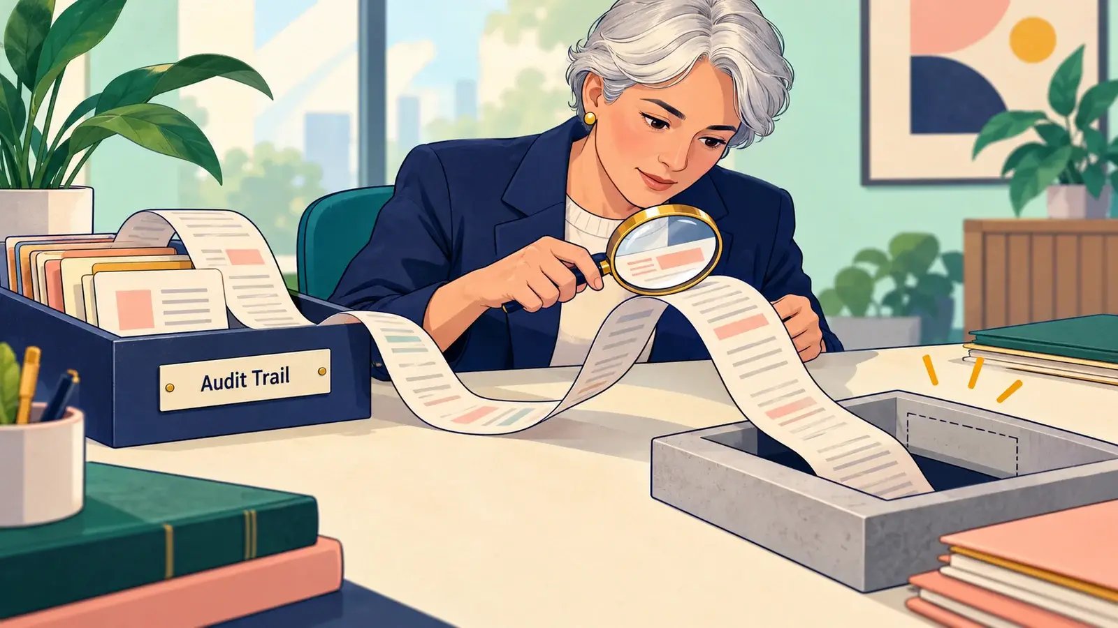 An audit trail connects a missing transaction slot to an archived record.