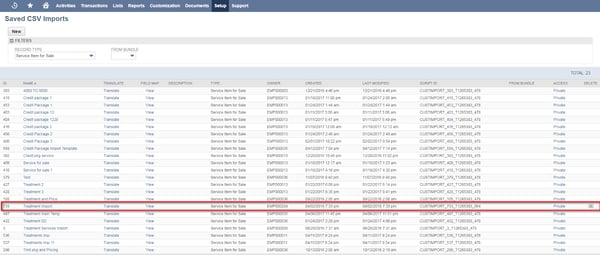 Saved CSV Imports
