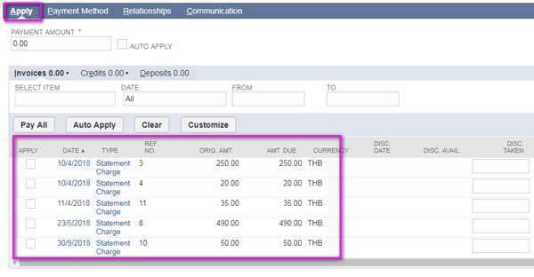 Statement Charges Payment