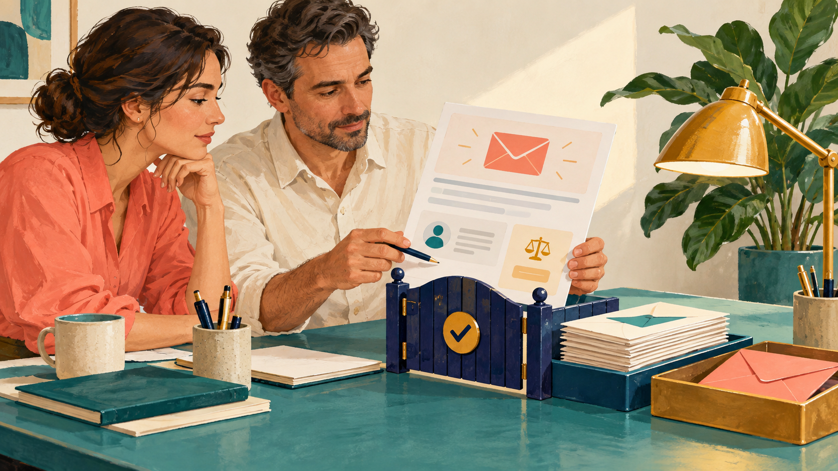 Two reviewers check a customer email, recipient identity and balance before a small release gate.