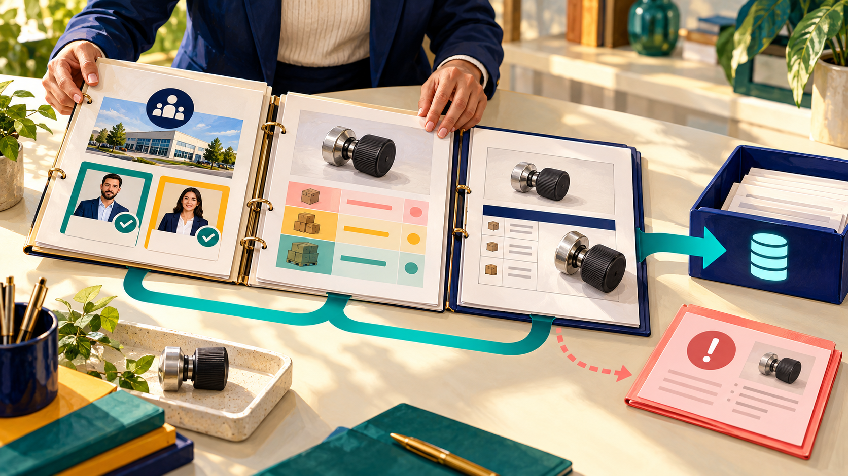 A wholesale coordinator reviews company buyers, a quantity-price agreement and an order for the same product before ERP routing.