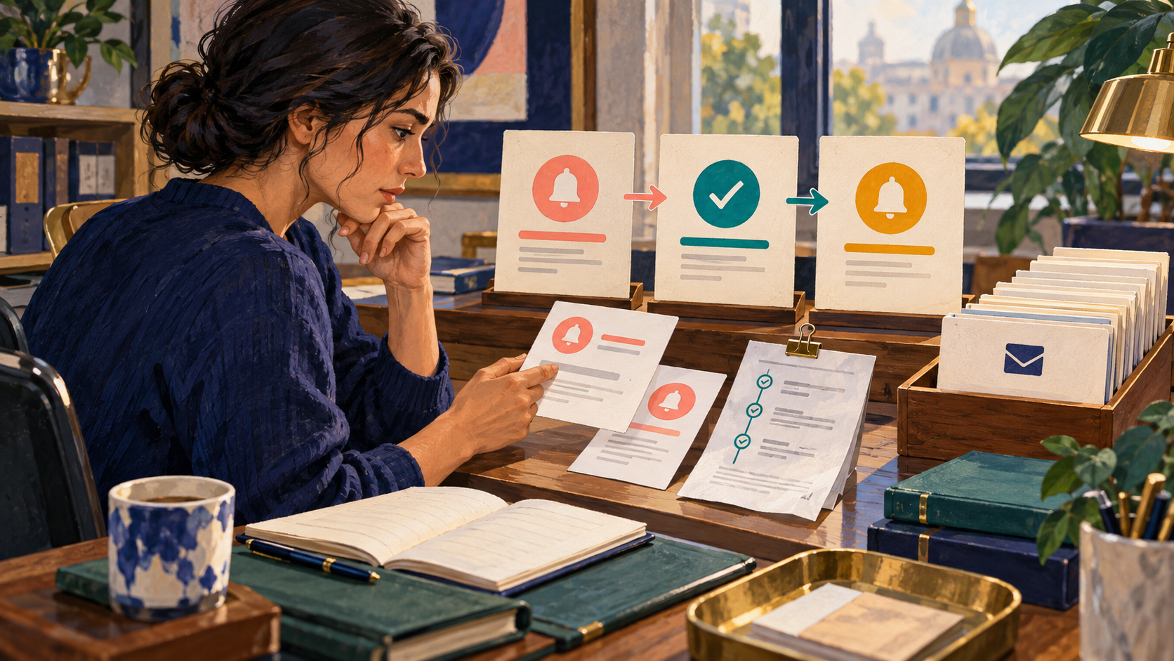 An administrator compares a record entering, leaving and re-entering an alert condition with separate message-delivery evidence.