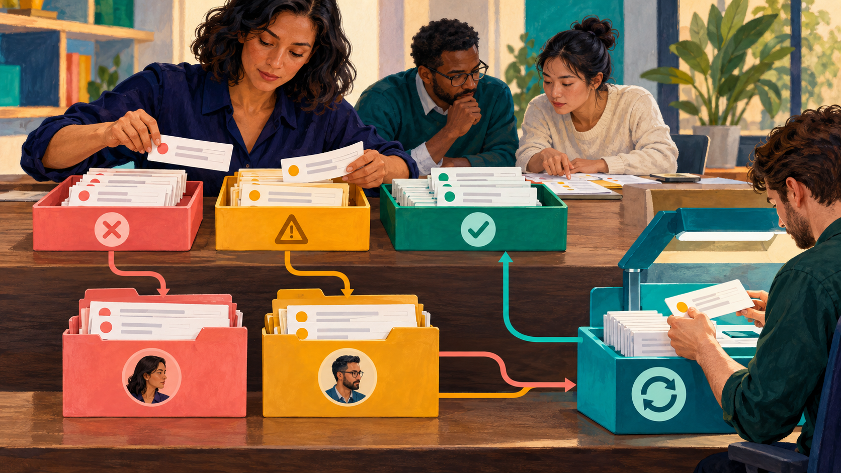 A migration reviewer separates rejected rows from accepted but incorrect records and assigns root-cause fixes.