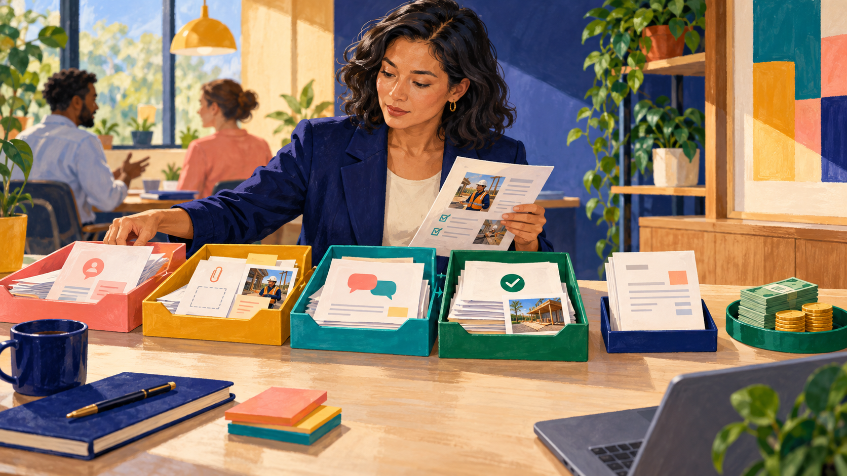 An unbilled work queue separates approval, evidence, dispute and ready-to-invoice states.