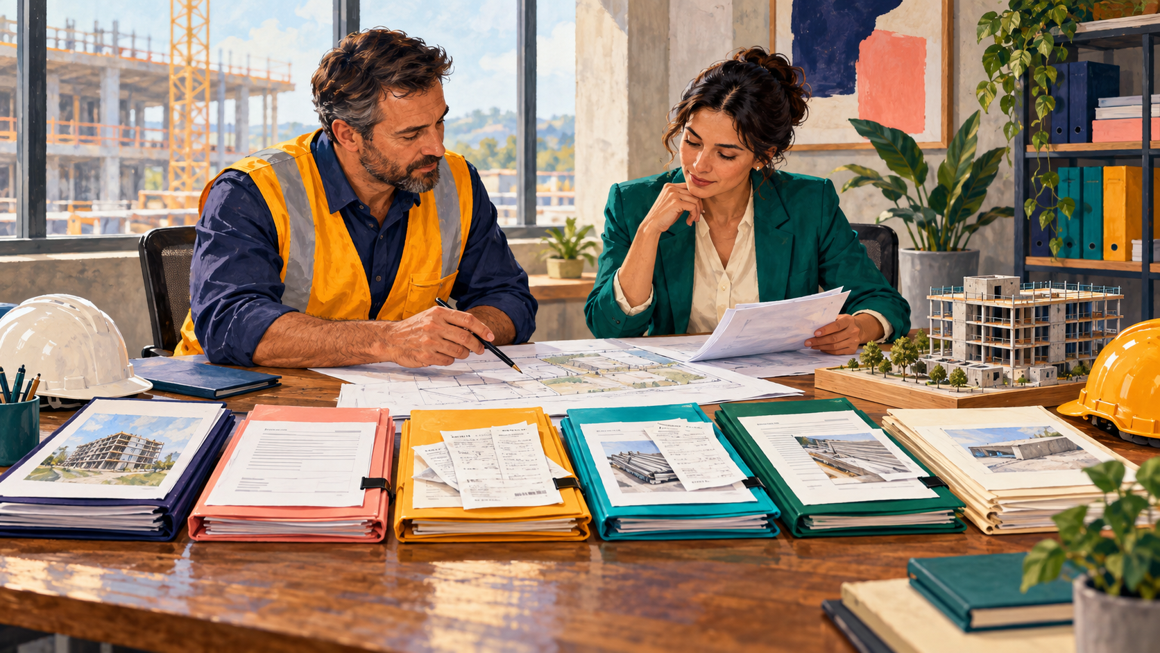 A construction job connects approved value, actual costs, remaining commitments, retention and billing evidence.