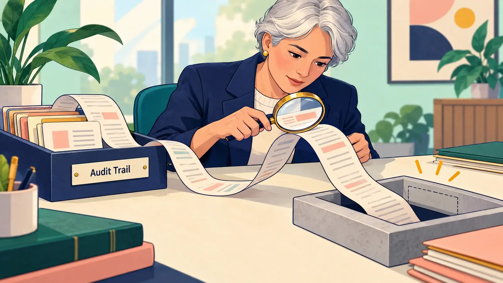 An audit trail connects a missing transaction slot to an archived record.