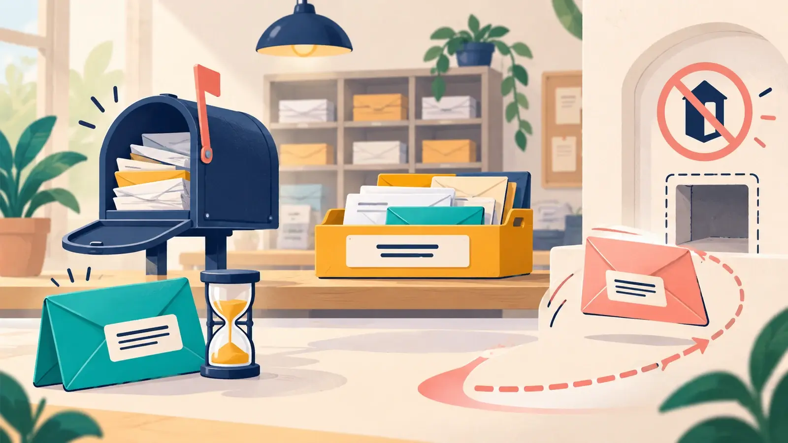 Undelivered mail faces a temporary full mailbox and a permanently unavailable address.