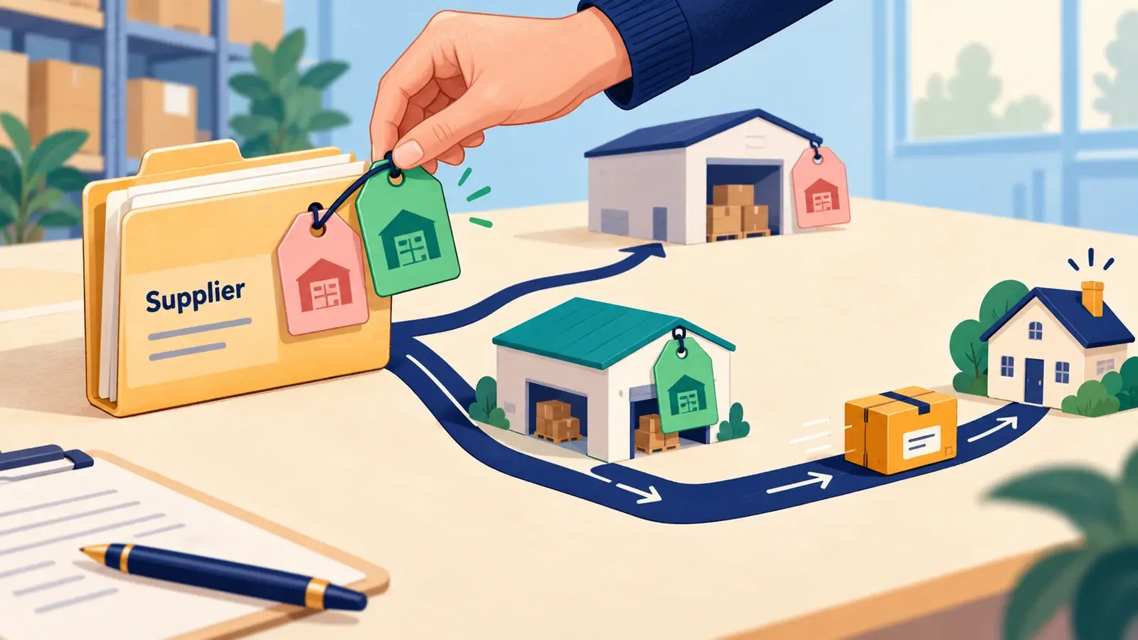 A drop-ship order selects an alternate supplier before dispatch.